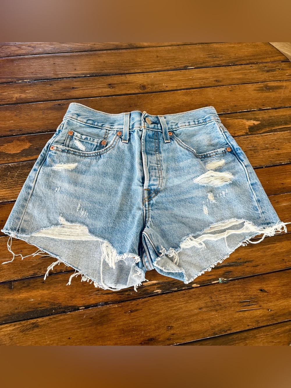 Levi's 501 Distressed High-Rise Denim Shorts